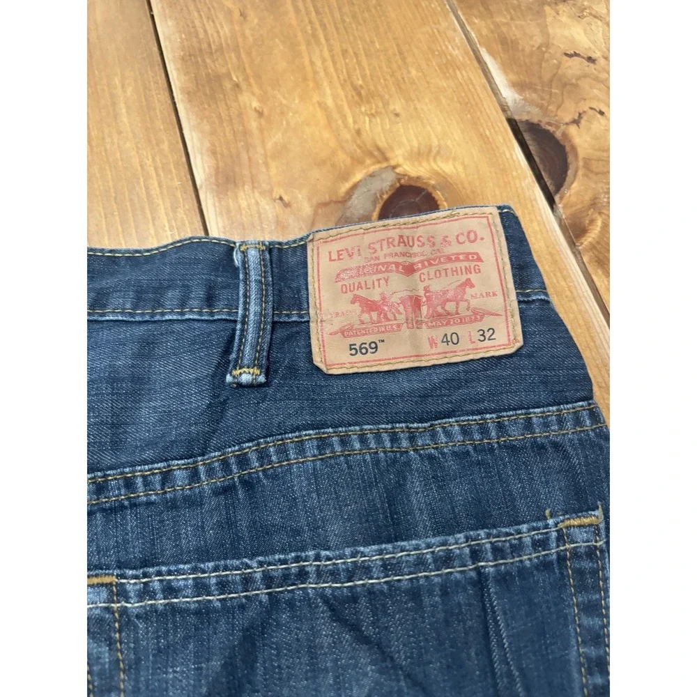 Levi's 569 Men's Loose Straight Fit Jeans W40 L32 Dark Wash Blue Denim
